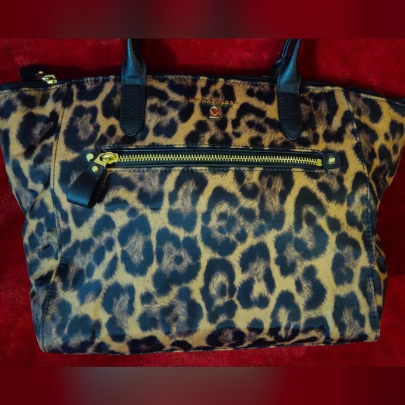 Michael Kors Kelsey Large Leopard Print Nylon Tote Bag - Brown and Black - Picture 2 of 13